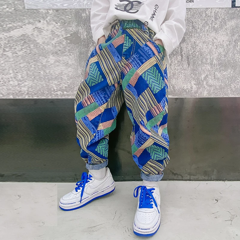 

Boys' jeans spring and autumn 2022 new fashionable and handsome hip-hop dance foreign style personalized Plaid children's pants