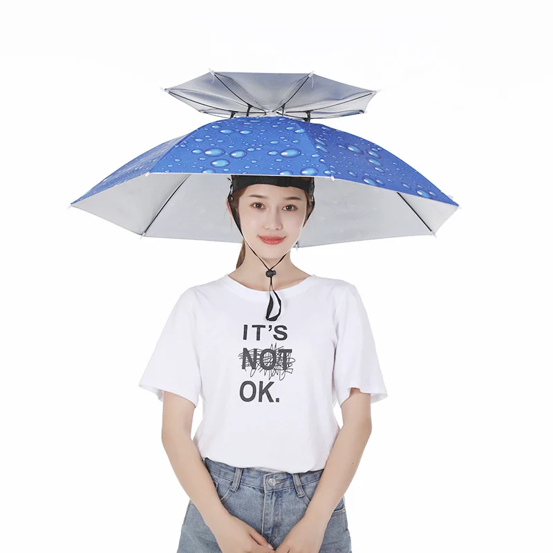 

Umbrella Headwear Outdoor Shade Foldable Waterproof Hat Camping Rain Hats Cap Portable Hats Beach Fishing Sun Head Fishing