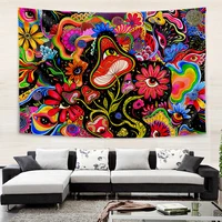 psychedelic mushroom colorful plant printed wall decor art room decor for living room bedroom polyester witchcraft tapestries