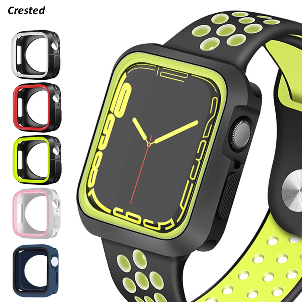 

Silicone cover For Apple Watch case 44mm 40mm 45mm 41mm 42mm/38mm Accessories Bumper Shell Protector iWatch series 6 5 4 3 SE 7