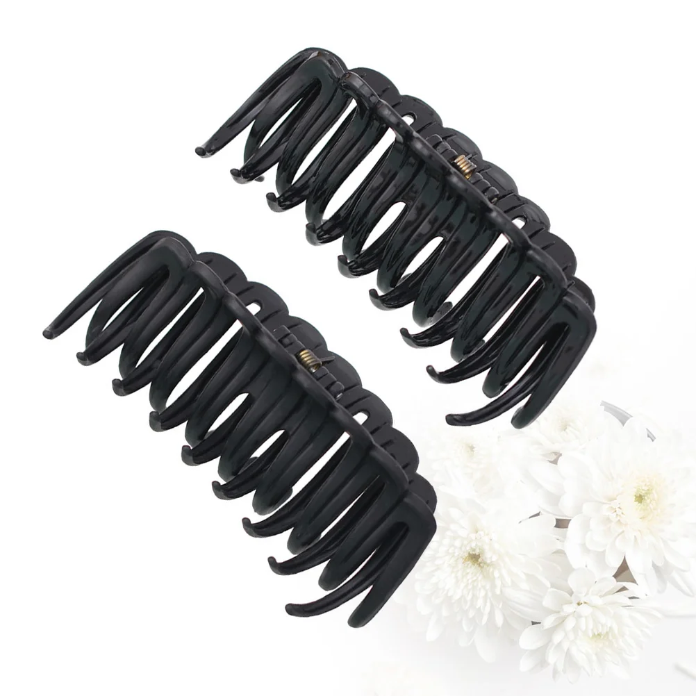 

2PCS Hair Claw Process Durable Smooth Surface Practical Simple Shape Hair Clip for Ladies