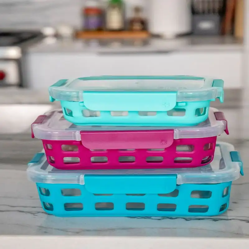 

6 Piece Glass Food Storage Set Sink drain basket Keuken zeef rvs Salad spinner Silicone kitchen accessories Oil strainer Juegode