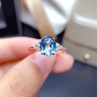 natural swiss blue topaz ring 97mm oval cut 925 sterling silver white gold high jewelry womens gift