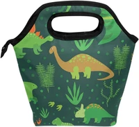 green dinosaurs lunch bag for kids waterproof insulated neoprene lunch tote soft bento cooler thermal bag for school work pacnic