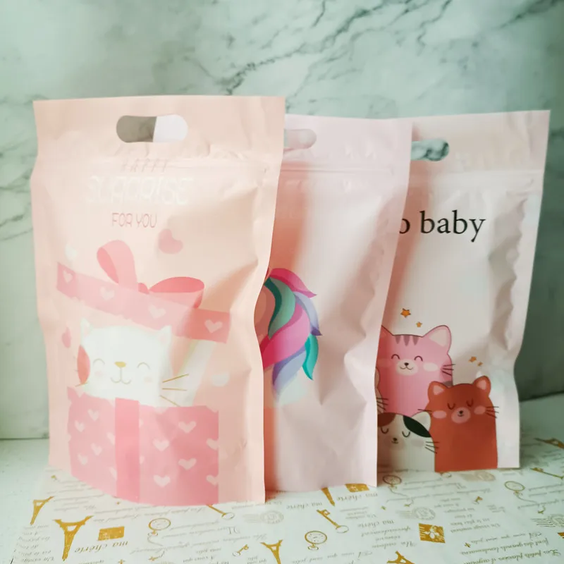 

Plastic Zipper Candy Bags Cartoon Ziplock Cookie Gift Packaging Self Stand Biscuits Chrismas Wedding Favor Bag