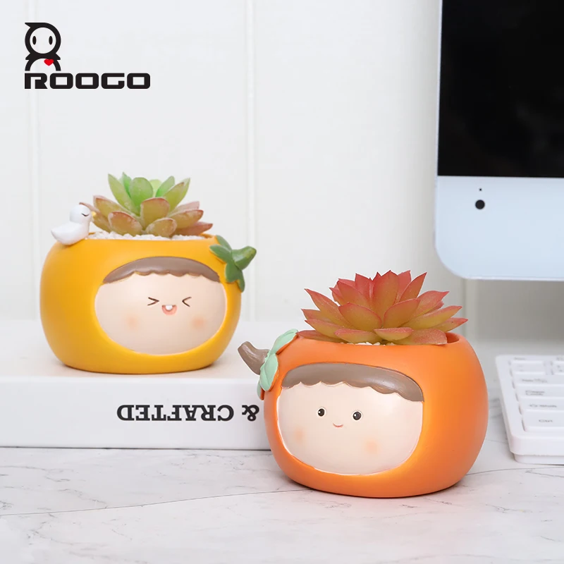 Roogo Новый Креативный цветочный горшок с фруктами фотоемкость для настольного