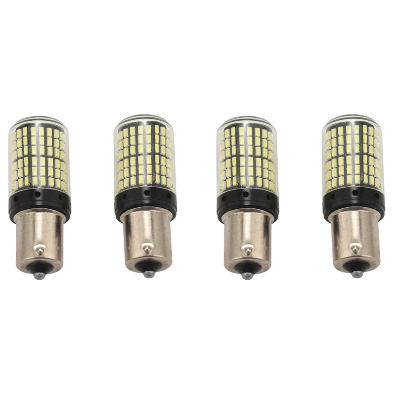 

4X Newest DC12V Super Bright Low Power 1156 P21W BA15 180° LED Bulbs Xenon White(6500K)