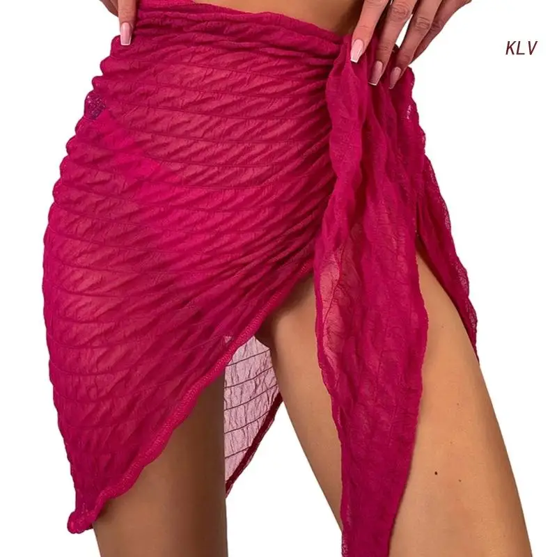 

Длинные саронг-накидки для женщин боковой галстук купальный костюм с запахом юбка купальник пляжное бикини накидки купальник