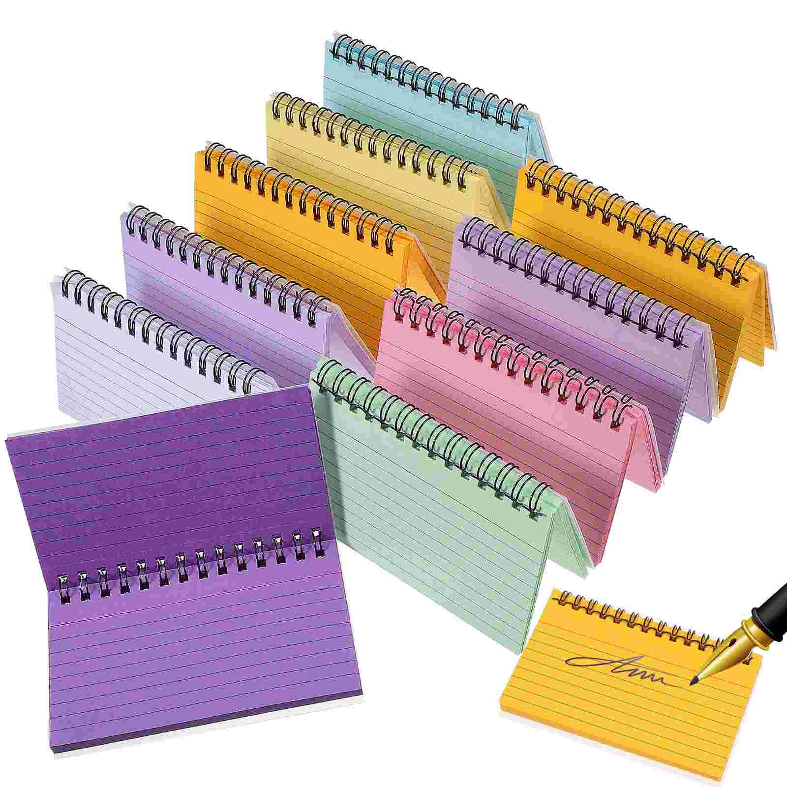

Notebook Spiral Cards Pocket Index Mini Notepad Memo Notepads Lined Wirebound Pad Top Journal Bound Ruled Record Notebooks Note