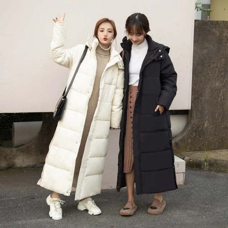 Women Casual Commute Long Sustans Coats Solid Colors Zipper Big Pocket BF Down Jacket Overcoats Winter Loose Thicken Warm Parkas