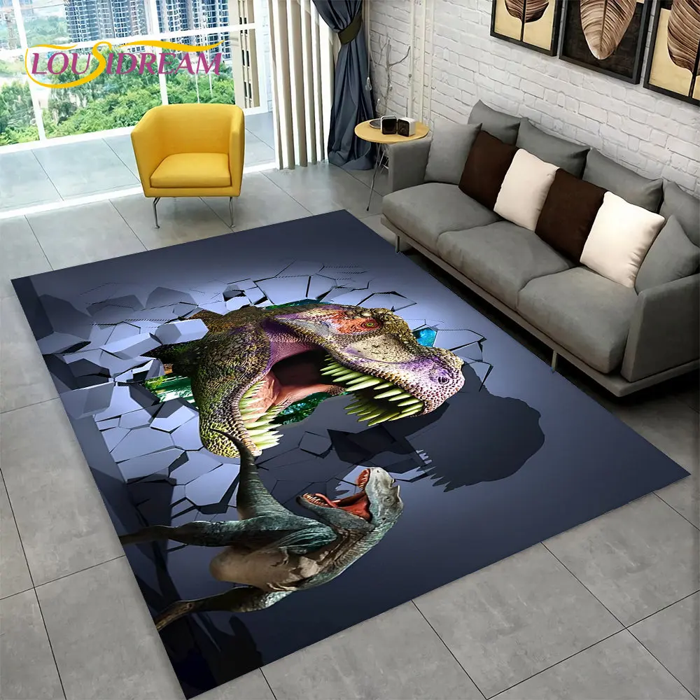

3D Visual Illusion Dinosaur Area Rug,Carpet Rug for Home Living Room Bedroom Sofa Playroom Doormat Decor,Kid Non-slip Floor Mats