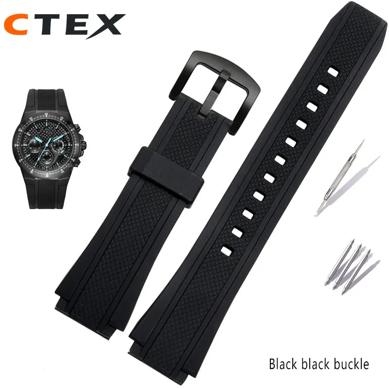 25*20mm Black Silicone Rubber Sports Watch Strap For Casio Edifice EF-552 Watchbands EF-552D-1A Men's Bracelet Stainless Buckle