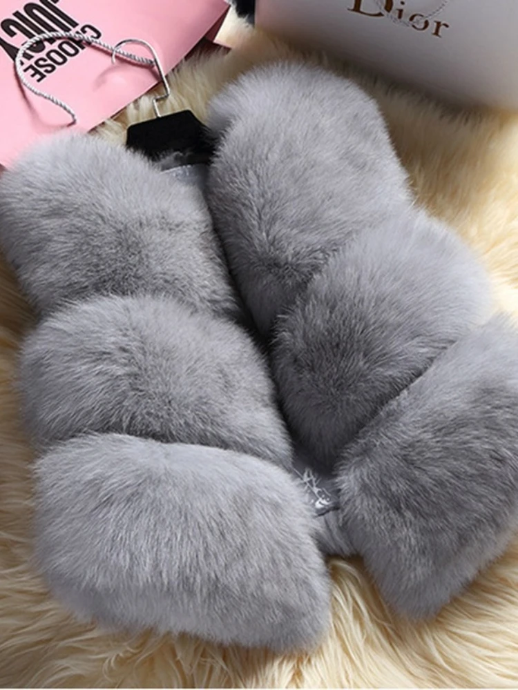 ICCLEK 2019 new imitation fox hair stitched Pu fur vest short rabbit hair vest waistcoat large women's special price