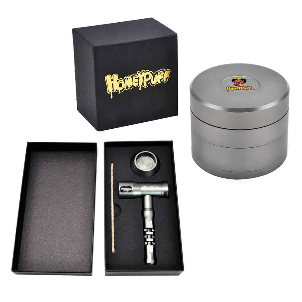 

HONEYPUFF High Quality Aluminum 63mm Tobacco Herb Grinder with Gift Box Metal Tobacco Smoking Pipe Water Pipe Smoke Accessories