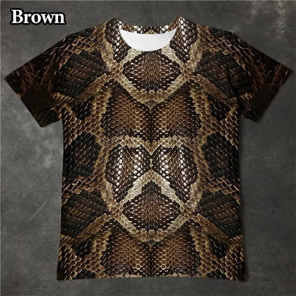 

Novelty Animal Skin Pattern 3d Printing Fashion Personality Snakeskin Leopard 3d Print T-shirt