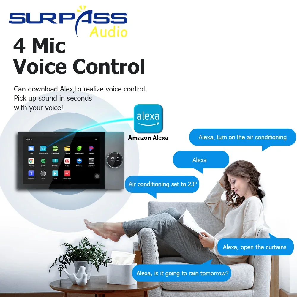 Система Android 8 1 Wi-Fi аудиоусилитель Bluetooth экран управления умным домом 2X25 Вт