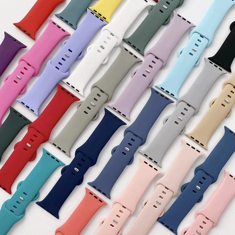 

Silicone strap For Apple Watch band 44mm 45mm 42mm iWatch 40mm 38mm 41mm correa watchband bracelet apple watch serie 7 3 5 6 se