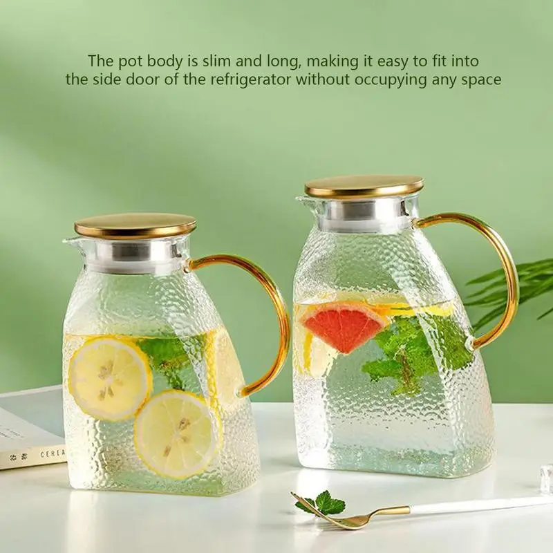 

1500ml Glass Pitcher with Lid High Borosilicate Pitchers for Drinks Leakproof Glass Pitcher with Spout Elegant Drink Dispenser