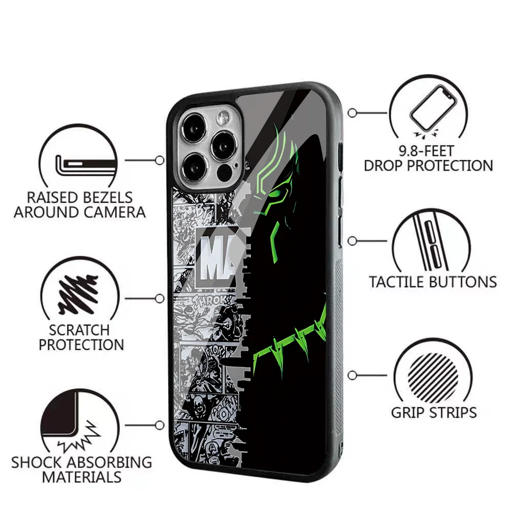 Магнитный Чехол Для Телефона S-Superhéroe Black Panther iPhone Pro Max Mini С Беспроводной Зарядкой