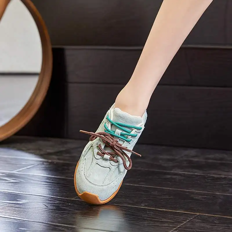 Lanxuryee 2024 модная коровья замша Весенняя шнуровка Повседневная Платформа Женская