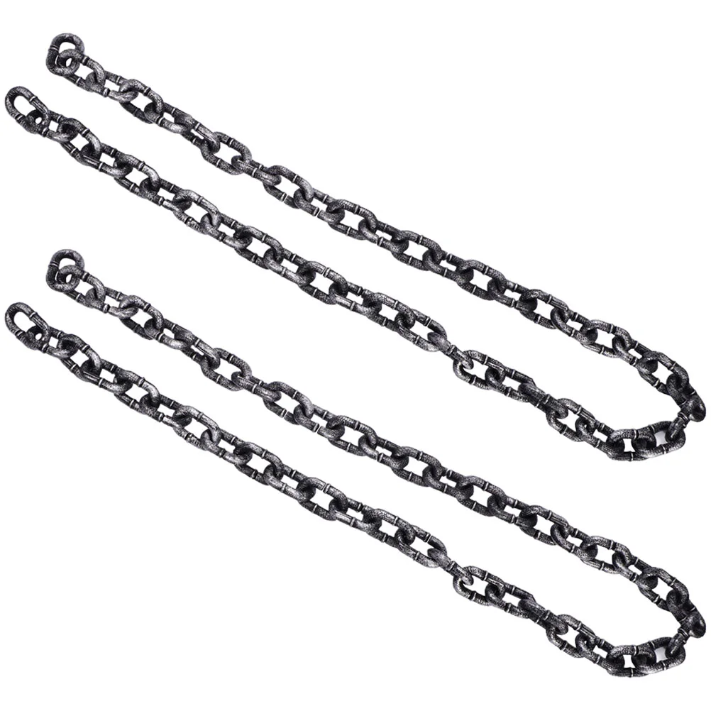 

2 Pcs Simulation Big Iron Chain Plastic Link Decor Chains Props Fake Decoration Pp The