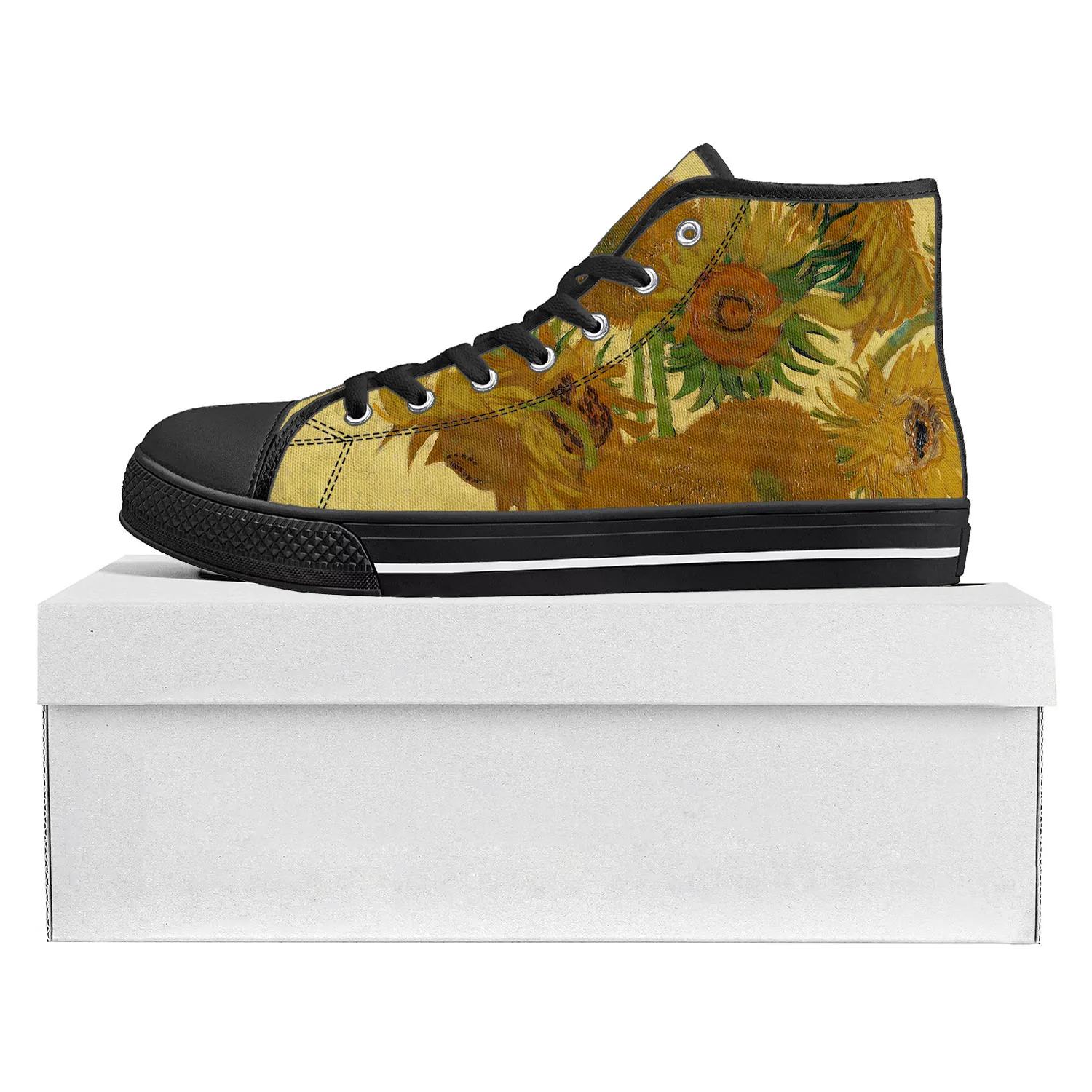 

Van Gogh Oil Painting Sunflower High Top High Quality Sneakers Mens Womens Teenager Canvas Sneaker Couple Shoes Custom Shoe