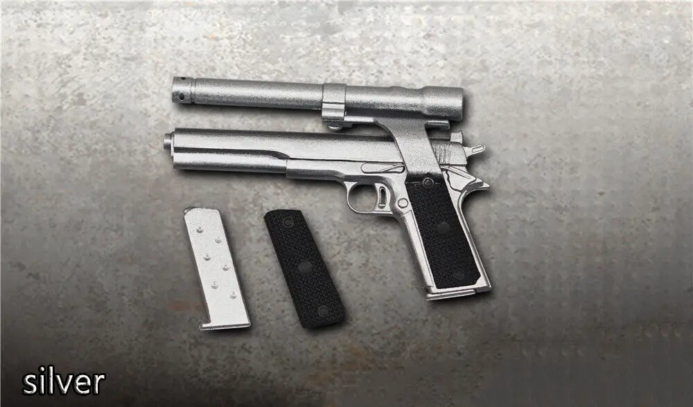 

B3-9 Silver ZYTOYS 1/6, масштаб ZY2009A, Двухцветная модель M1911 для куклы 12 дюймов