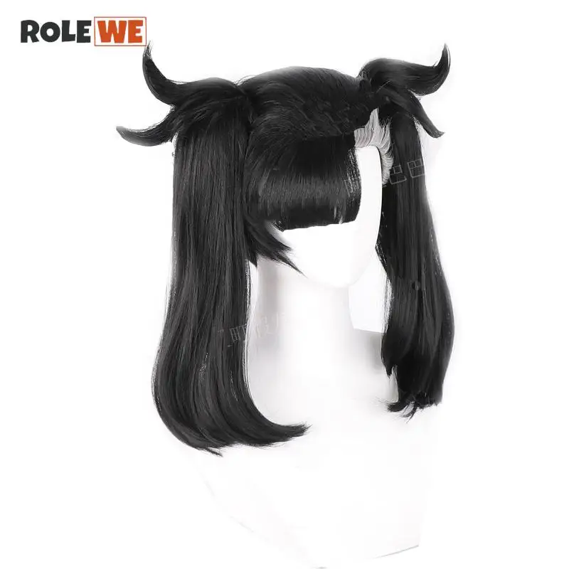 Аниме Перчатка Меча Марни для Косплея Парик Черный с Двумя Хвостиками, Термостойкий Синтетический Волос + Кепка на.