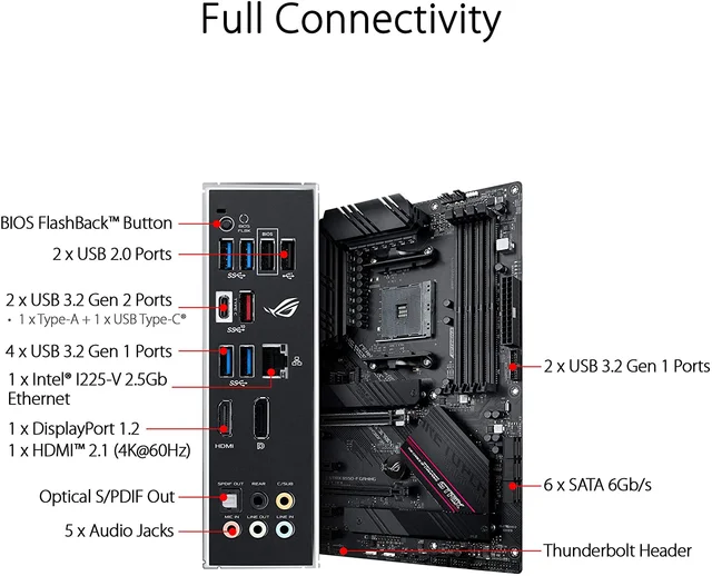 ASUS ROG STRIX B550-F GAMING Motherboard  AMD B550 For AMD AM4 Supports AMD Ryzen5000 4000 3000series 4 x DDR4 PCI-E 4.0 3