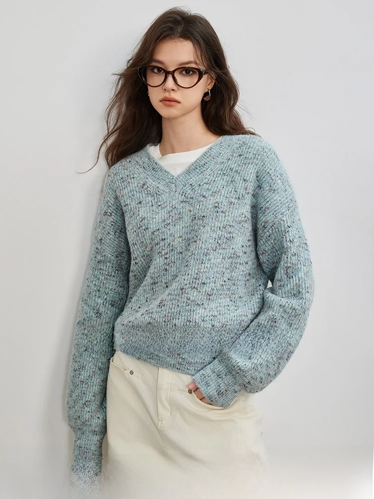 Женский свитер Basic House/Baijiahao Gentle Wind мягкий клейкий с v-образным вырезом зима 2023