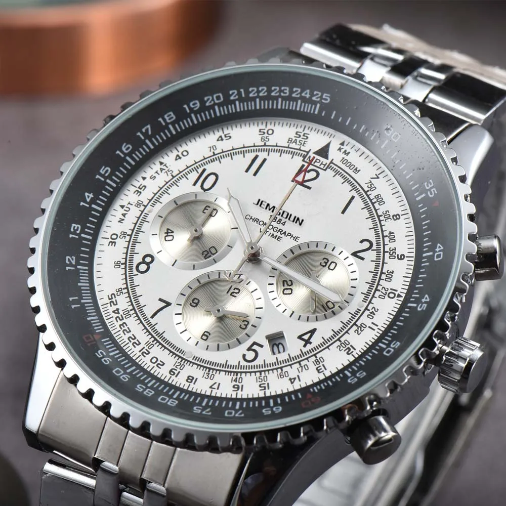 Relogio Masculino Luxury Brand Mens Watches Professional Aviation Chronograph Steel Quartz Watch Business Automatic Date Sport