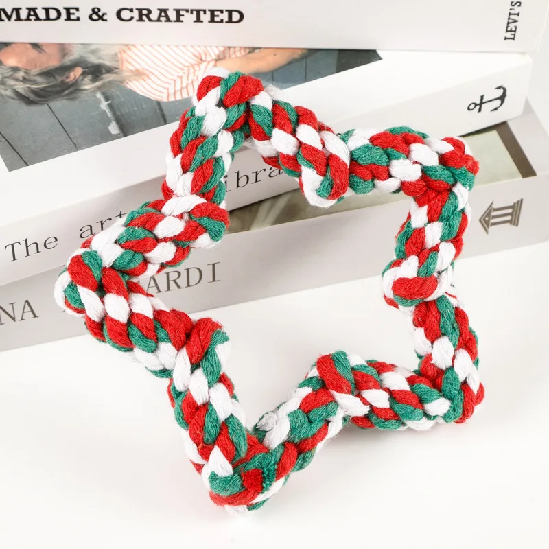 

Pet toy Christmas gift new five-pointed star modeling dog teeth cleaning cotton rope dog toy pet