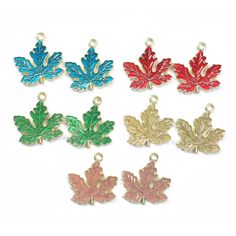 

10pcs/Lot Maple Leaves Enamel Charms Diy Alloy Jewelry Accessories Dripping Cartoon Pearlescent Earrings Bracelet Pendant
