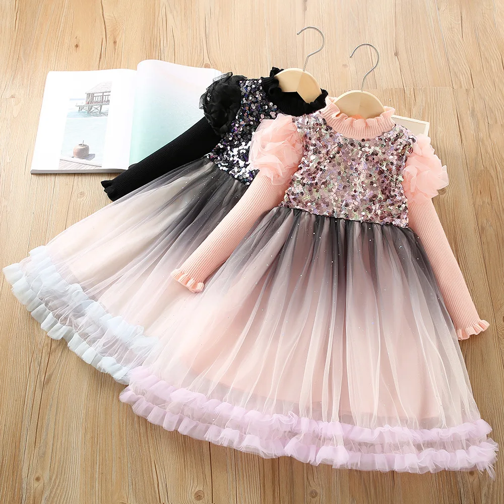 

Детское осенне-зимнее платье принцессы, на возраст от 1 до 6 лет