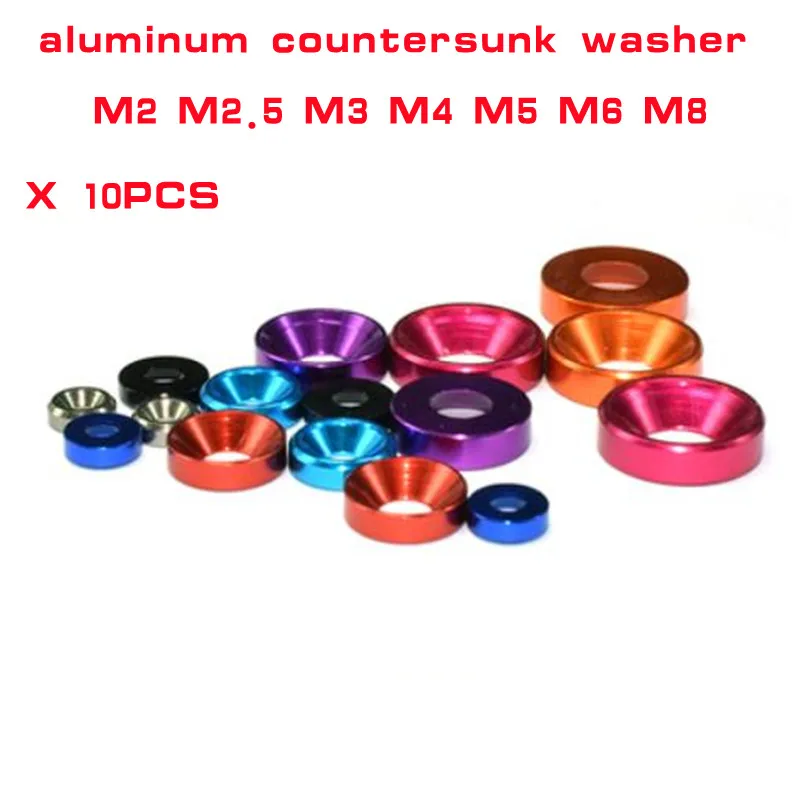 

10pcs M2 M2.5 M3 M4 M5 m6 m8 Aluminum washer colourful Anodized Countersunk Head Bolt Washers Gasket