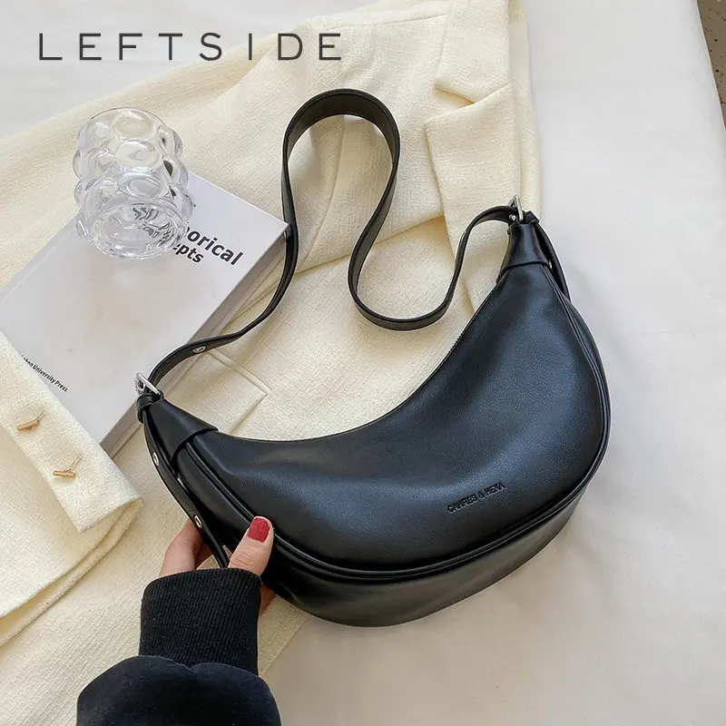 

Маленькие кожаные милые однотонные сумки через плечо LEFTSIDE Half Moon, весна 2023, дизайнерская сумка для подмышек, сумка через плечо
