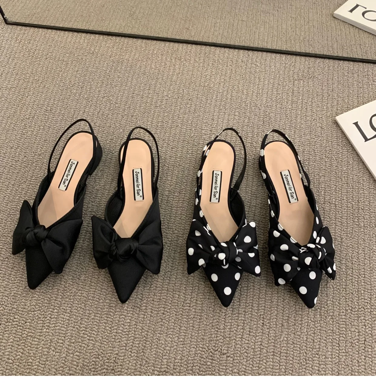 

Women's Sandals 2023 Summer Pointed Flat Shoes Fashion Elegant Designer Sweet Bowknot Straps Party Pumps De Mujer Non-slip Shoes