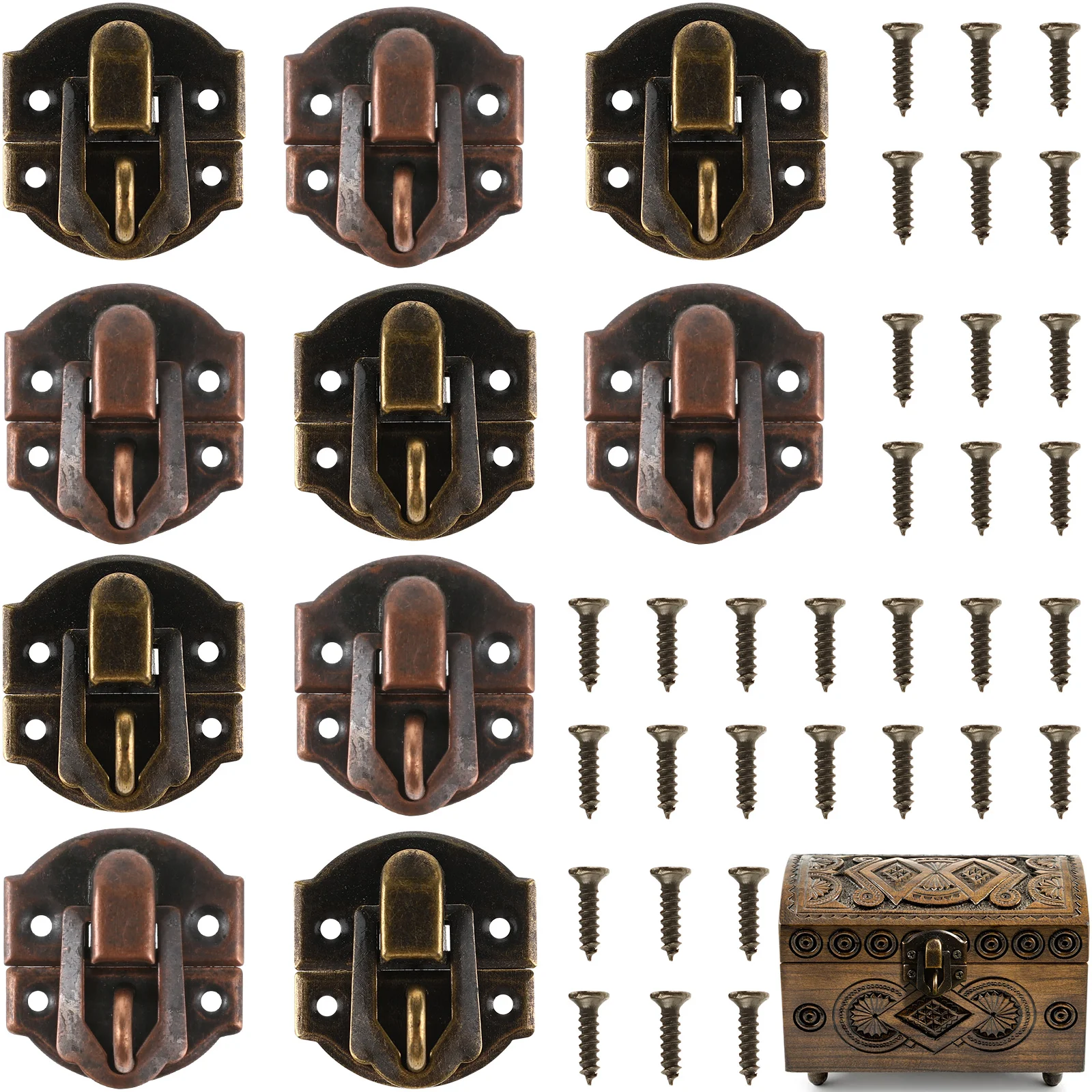 

10 Pcs Hasp Latch Buckle Iron Cabinet Heavy Duty Hinge Clasp Hinges Decorative Lock Gift Box