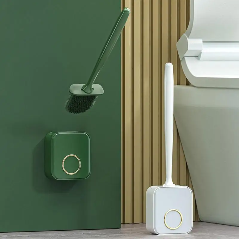 

Toilet Brush And Holder Toilet Bowl Brush With Quick Drying Holder Set Wall Hanging Toilet Brush Silicone Bristles For Bathroom