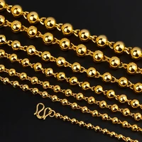 pure 18k gold beads necklace for men chain genuine solid for women wedding luxury fine jewelry man gifts