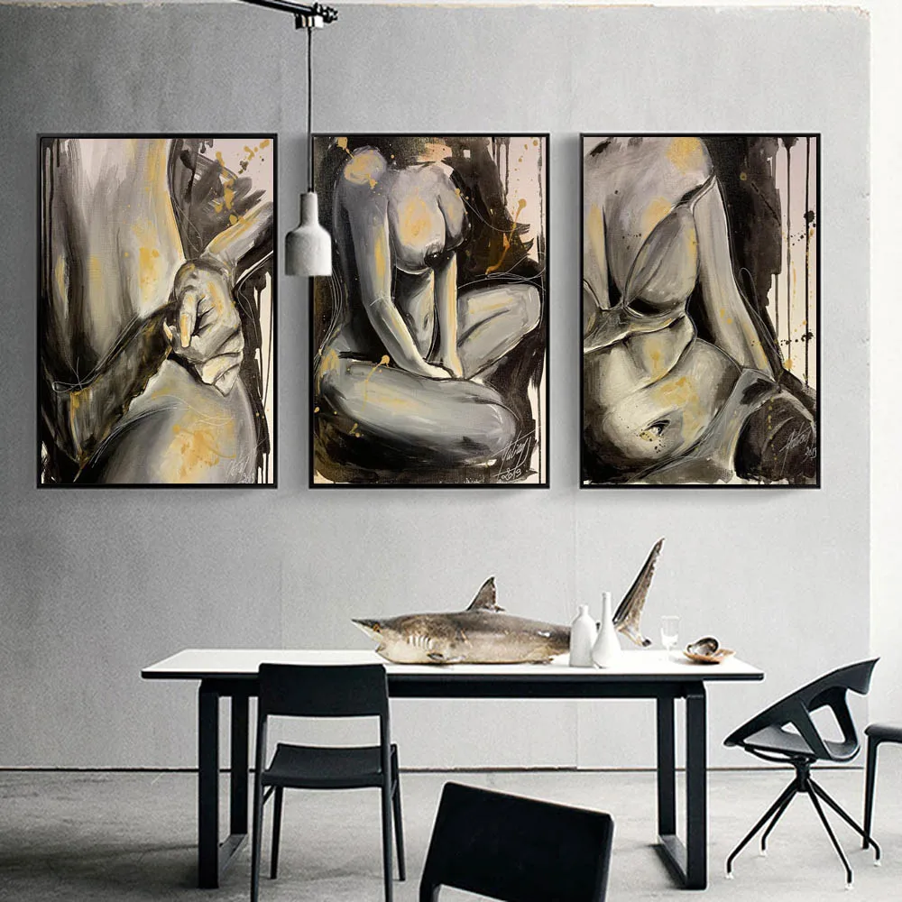 

Nordic fashion figure painting sexy woman silk painting office wall painting poster living room home decoration mural