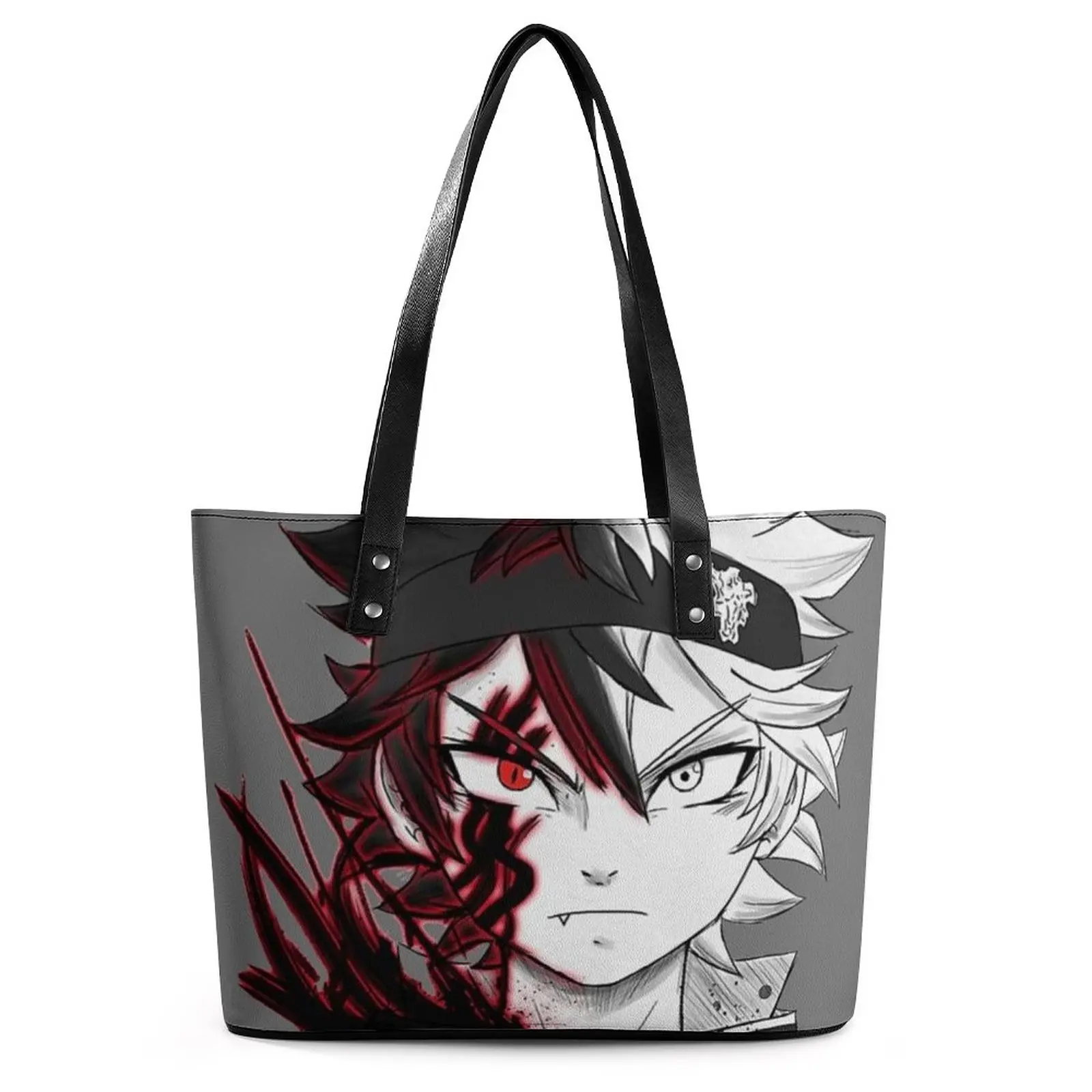 

Asta Angry Face Женские сумки, черная сумка-тоут с клевером, повседневная дорожная сумка через плечо, сумка с ручкой и принтом из искусственной кож...