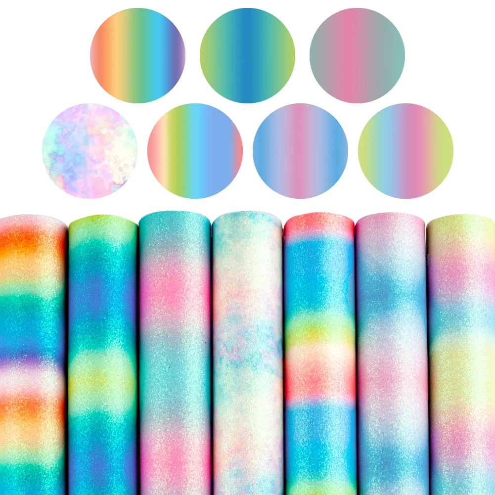 30*136 см градиентная Красочная Печатная тонкая блестящая кожа для бантиков