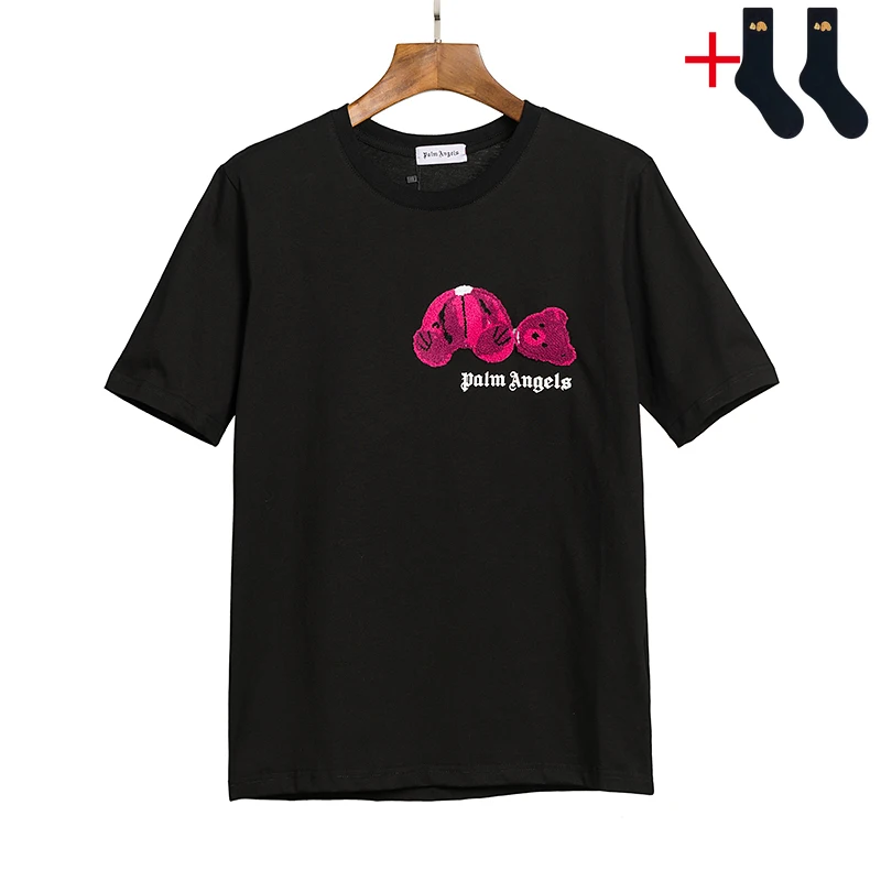 

Palm Angels 22SS Letter Logo PA Chic Loose Casual Round Neck Short Sleeve T-shirt Broken Bear Men Women Lovers Couple Style