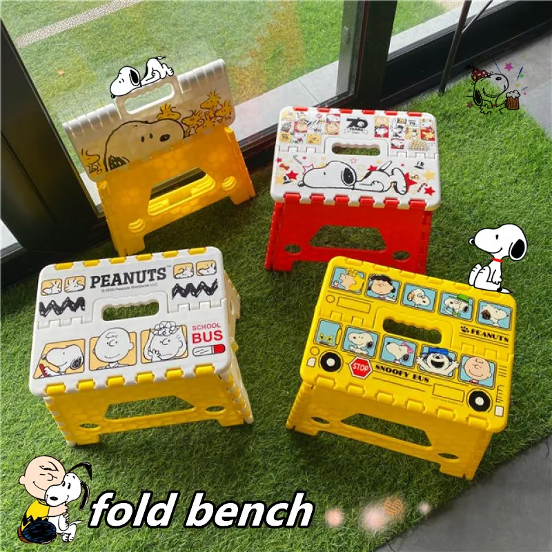 

Child Snoopy Stool Kawaii Cartoon Figure Plastic Fold Anime Bench Seat Student Portable Room Sturdy Furniture Boy Christmas Gift