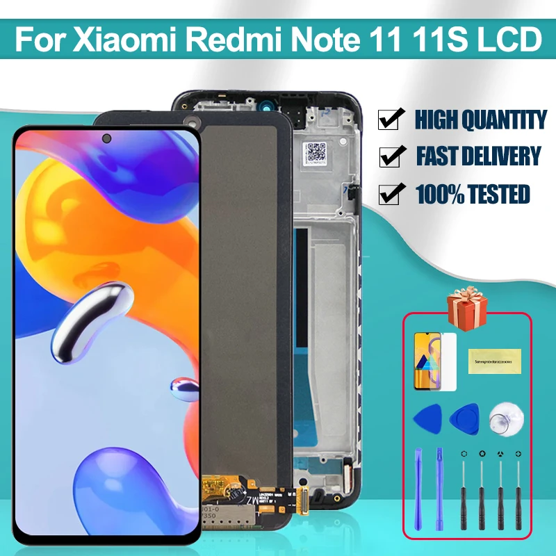

ЖК-дисплей AMOLED 6,71 дюйма для Xiaomi Redmi Note 11 2201117TG, сенсорный экран с дигитайзером в сборе для Redmi Note 11S, 2201117SG, ЖК-дисплей