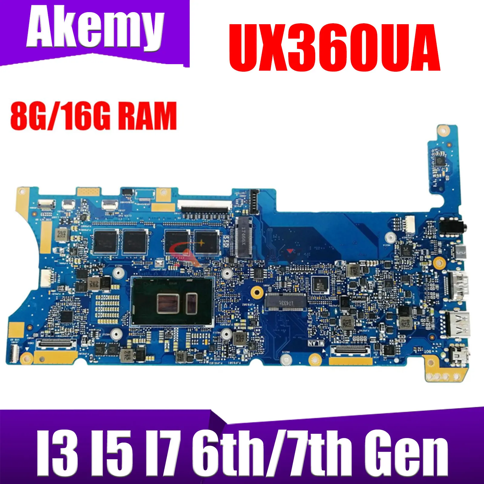

UX360UA Материнская плата ASUS ZenBook Flip UX360UAK UX360U UX360 TP360UA материнская плата для ноутбука I3 I5 I7 6th/7th Gen 8GB/16GB-RAM