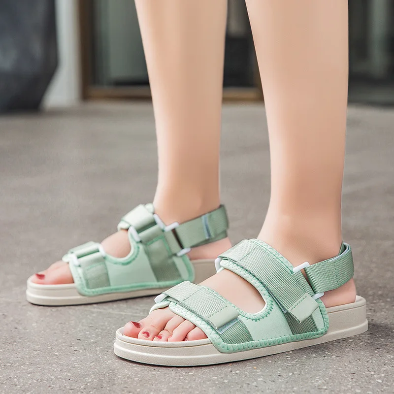 Blue Summer Outdoor Sandals Men Harajuku Style Flat Men's Casual Sandals Hook & Loop Men Fashion Sport Sandals sandalias hombre