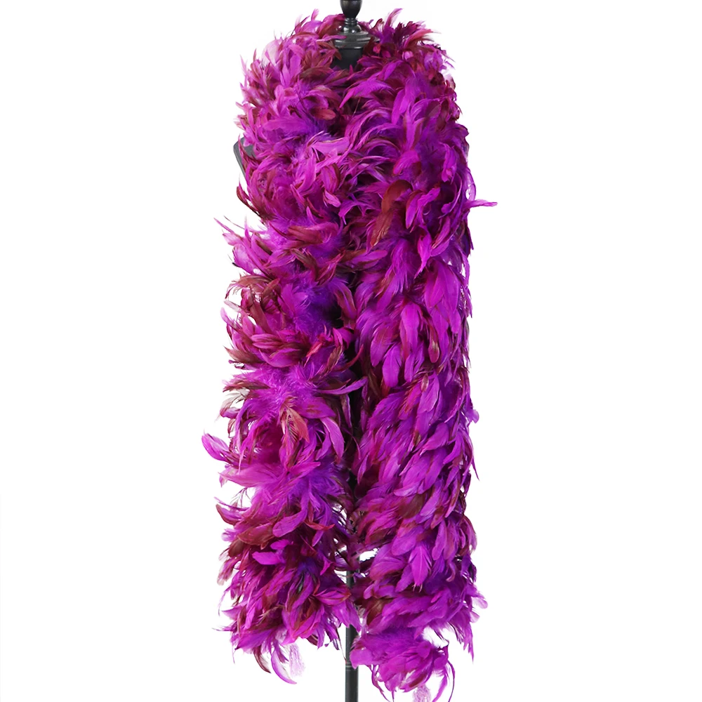 

Chicken Feathers 2 Meter Purple Boa Thick Wholesale Forcrafts Wedding Party Dresses Feather Top Halloween Decoration Carnival