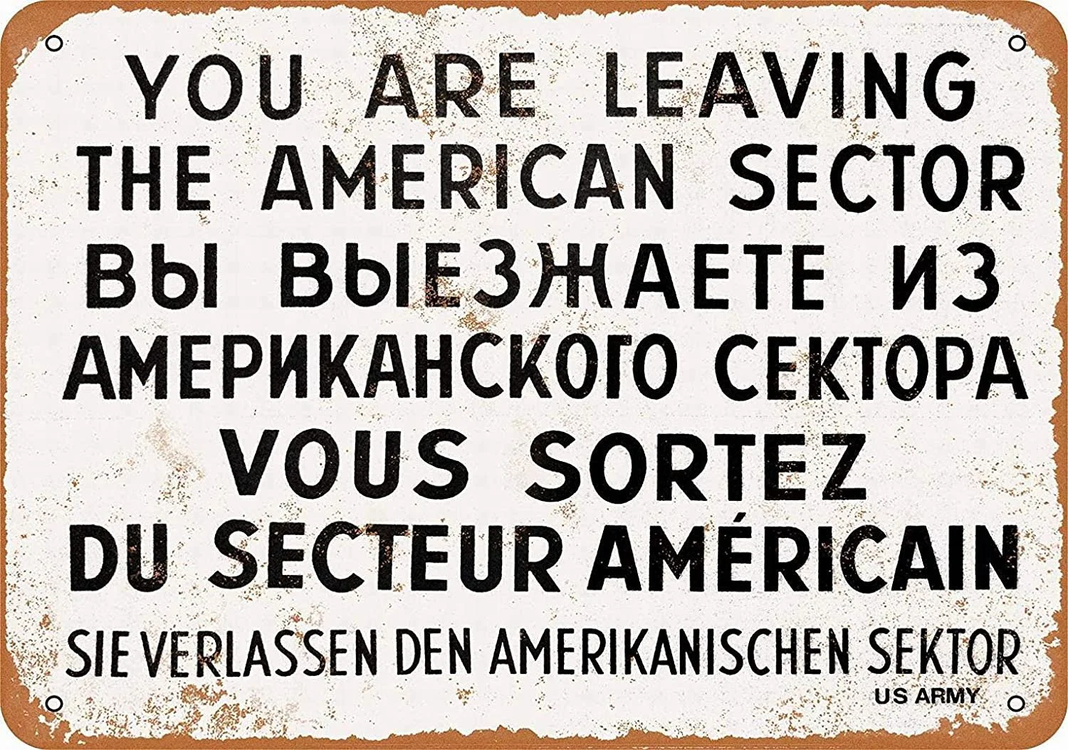 

8 x 12 Metal Sign 1962 Checkpoint Charlie Berlin Wall Retro Wall Decor Home Decor Retro Metal Sign